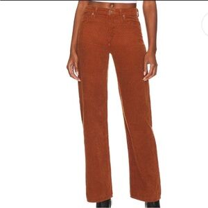 Agolde Harper Mid Rise Wide Straight Jean in Saddle Corduroy